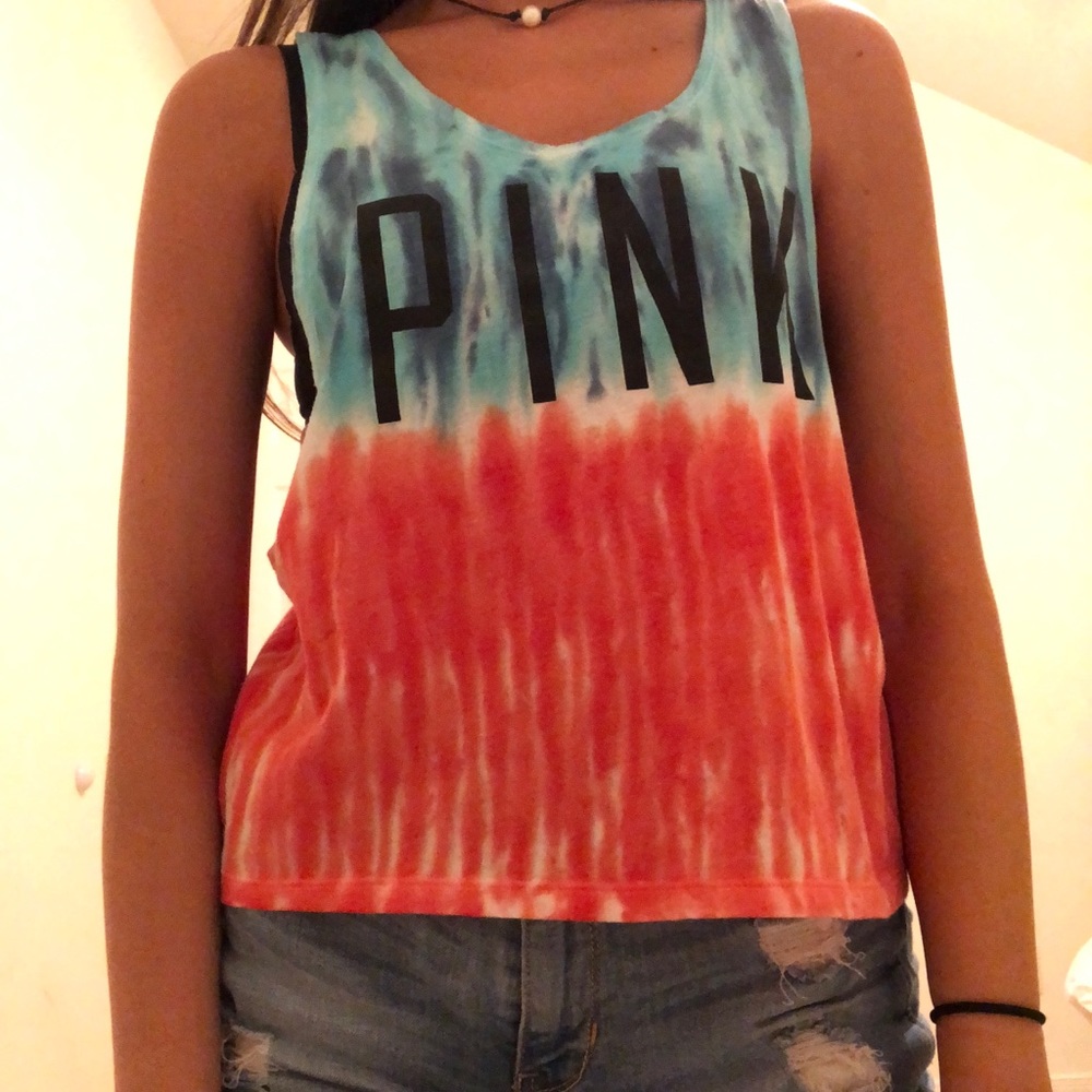 tie dye muscle tee from pink